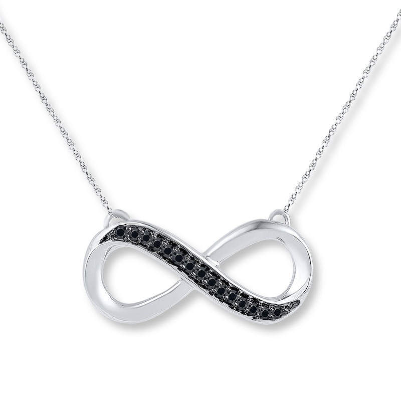 Infinity Necklace 1/10 ct tw Black Diamonds Sterling Silver
