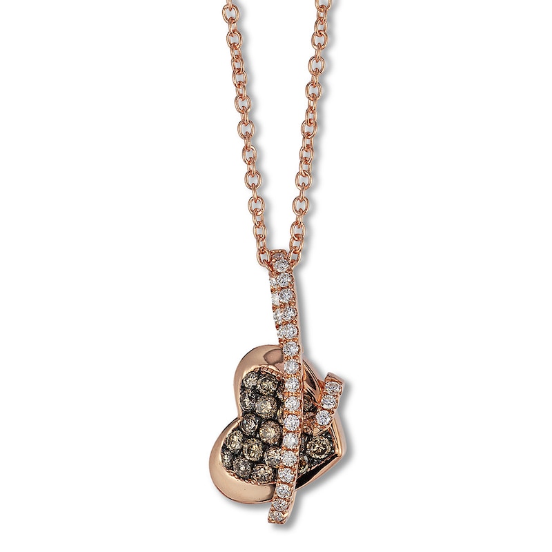 Le Vian Chocolate Diamond Heart Necklace 1/3 ct tw 14K Rose Gold