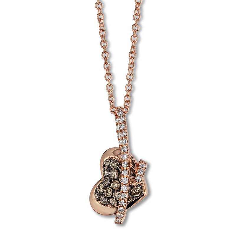 Main Image 1 of Le Vian Chocolate Diamond Heart Necklace 1/3 ct tw 14K Rose Gold