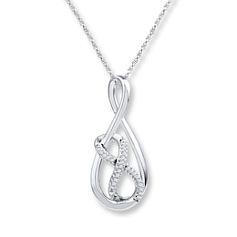 Infinity Symbol Necklace 1/15 ct tw Diamonds Sterling Silver 18&quot;