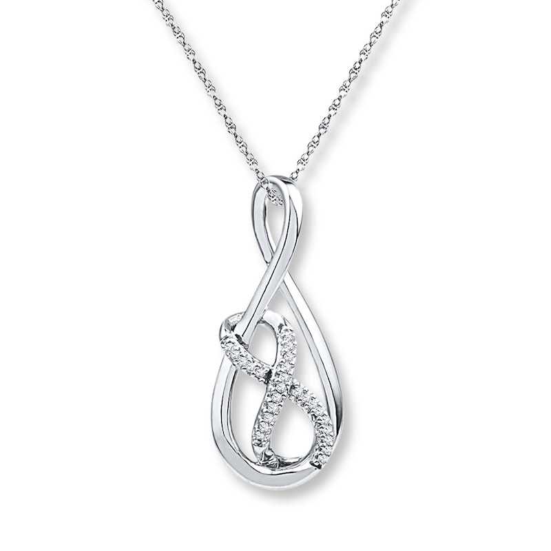 Infinity Symbol Necklace 1/15 ct tw Diamonds Sterling Silver 18"