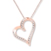 Thumbnail Image 0 of Diamond Heart Necklace 1/15 ct tw Round-cut 10K Rose Gold 18"