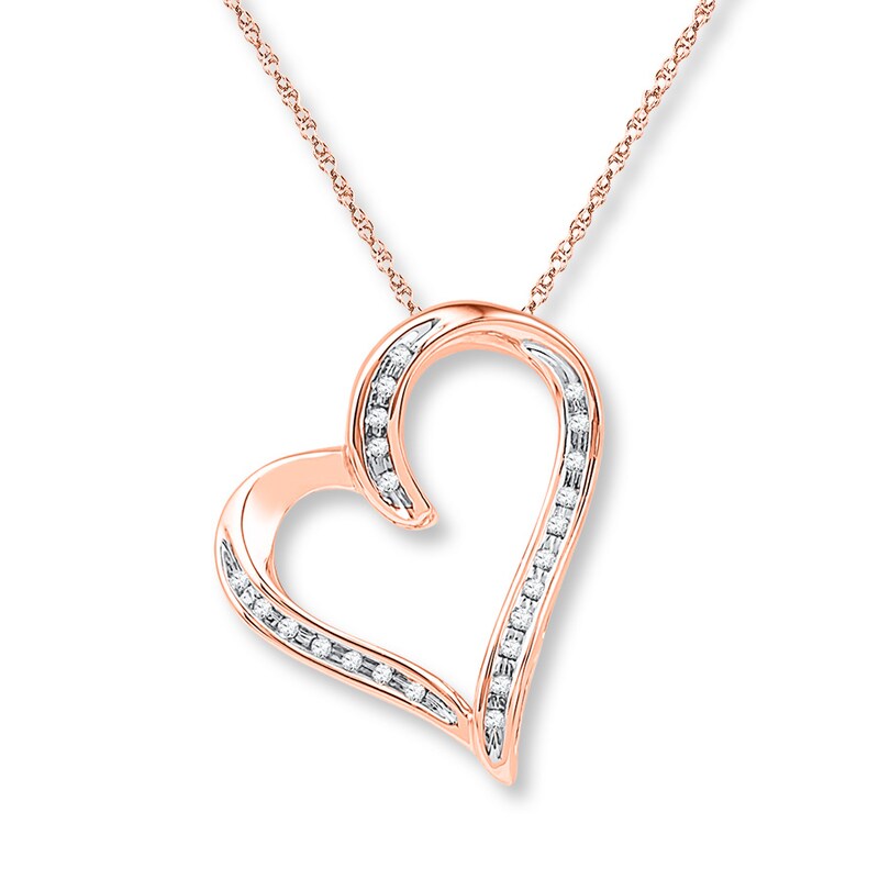 Diamond Heart Necklace 1/15 ct tw Round-cut 10K Rose Gold 18"