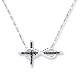 Infinity Cross Necklace 1/10 ct tw Diamonds Sterling Silver