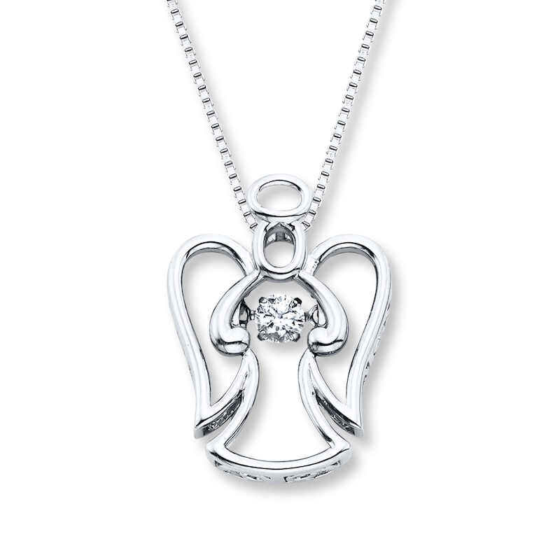 Unstoppable Love 1/6 ct tw Necklace Sterling Silver Angel 18"