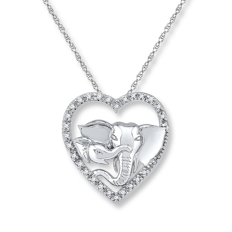 Elephant Heart Necklace 1/10 ct tw Diamonds Sterling Silver
