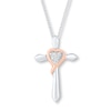 Thumbnail Image 0 of Cross Necklace Diamond Accents Sterling Silver & 10K Rose Gold 18"