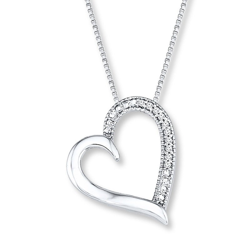 Main Image 1 of Diamond Heart Necklace 1/20 ct tw Round-cut Sterling Silver 18"