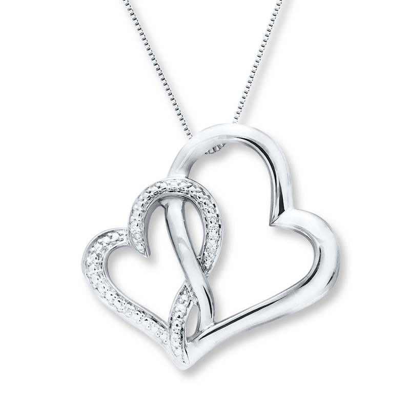 Beautiful Sterling silver 925 sterling Sterling Silver Rhodium Diam Accent Heart Pendant 