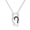 Thumbnail Image 0 of Black & White Diamond Owl Necklace 1/15 ct tw Sterling Silver 18"