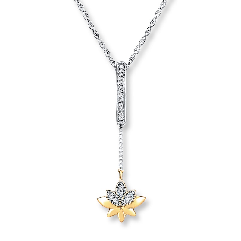 Lotus Necklace 1/20 ct tw Diamonds Sterling Silver & 10K Yellow Gold