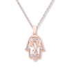 Thumbnail Image 0 of Diamond Hamsa Necklace 1/15 ct tw Round-cut 10K Rose Gold