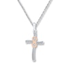 Thumbnail Image 0 of Cross Necklace 1/6 ct tw Diamonds Sterling Silver & 10K Rose Gold 18"
