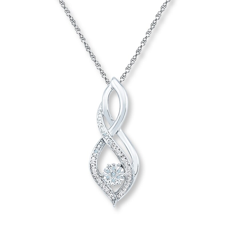 Diamond Necklace Sterling Silver 18"