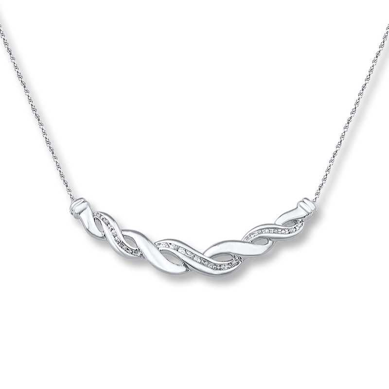Diamond Necklace 1/20 ct tw Round-cut Sterling Silver 18"