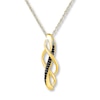 Thumbnail Image 0 of Black Diamond Necklace 1/15 ct tw Round-cut 10K Yellow Gold 18"