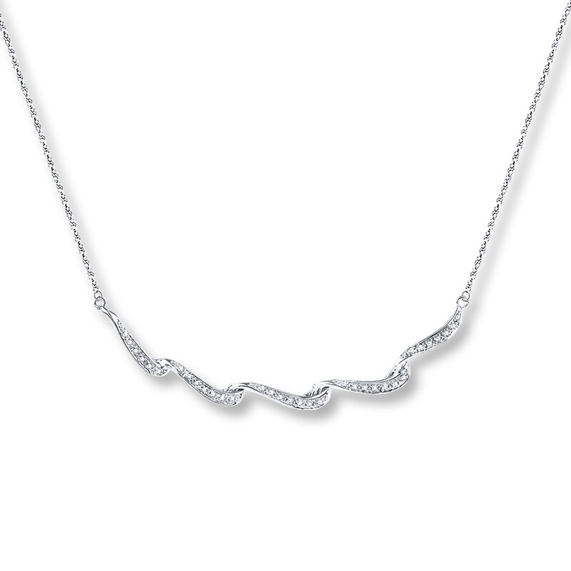 Main Image 1 of Diamond Necklace 1/6 ct tw Round-cut Sterling Silver 18"
