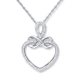 Infinity Heart Necklace 1/5 ct tw Diamonds 10K White Gold