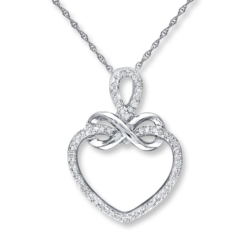 Infinity Heart Necklace 1/5 ct tw Diamonds 10K White Gold
