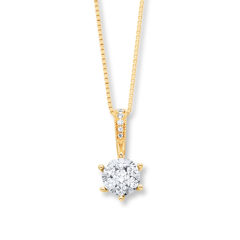Diamond Necklace 1/3 ct tw Round-cut 14K Yellow Gold