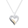 Thumbnail Image 0 of Mom Heart Necklace 1/10 ct tw Diamonds Sterling Silver & 10K Yellow Gold 18"