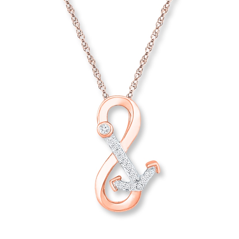 Infinity Anchor Necklace 1/20 ct tw Diamonds 10K Rose Gold 18"