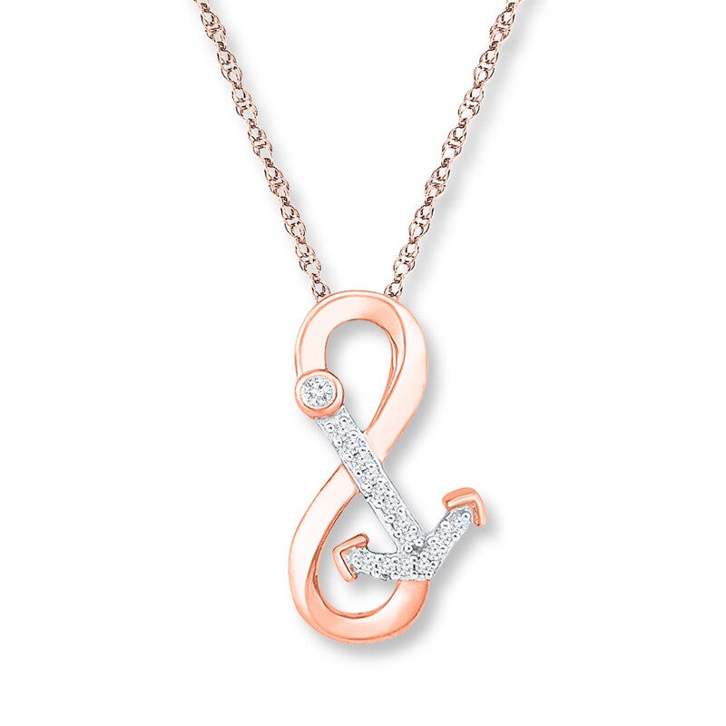Main Image 1 of Infinity Anchor Necklace 1/20 ct tw Diamonds 10K Rose Gold 18"