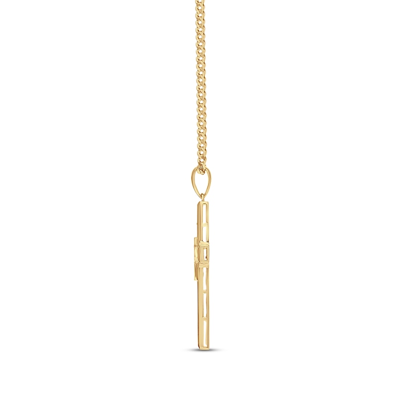 Main Image 2 of Men's Diamond Cross Necklace 3/8 ct tw 10K Yellow Gold 22"