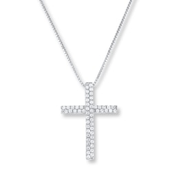 Cross Necklace 1/3 ct tw Diamonds 10K White Gold
