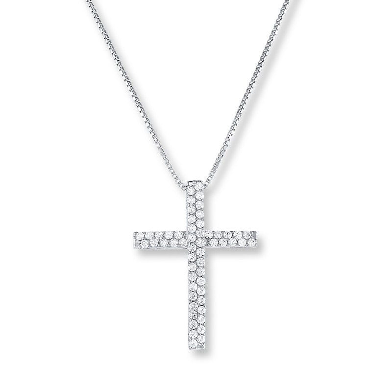 Cross Necklace 1/3 ct tw Diamonds 10K White Gold