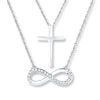 Thumbnail Image 0 of Cross & Infinity Necklace 1/15 ct tw Diamonds Sterling Silver 18"