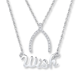 Wish Layered Necklace 1/15 ct tw Diamonds Sterling Silver 18"