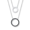 Thumbnail Image 1 of Circle Layered Necklace 1/8 ct tw Diamonds Sterling Silver 18"