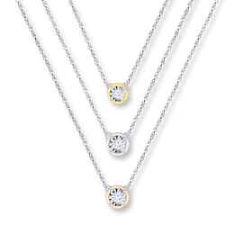 Layered Necklace 1/5 ct tw Diamonds 10K Two-Tone Gold & Sterling Silver 18&quot;
