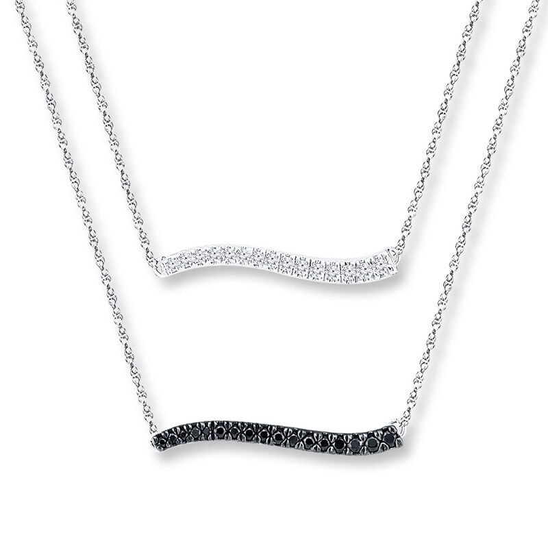 Main Image 1 of Layered Bar Necklace 1/4 ct tw Diamonds Sterling Silver 18.75"