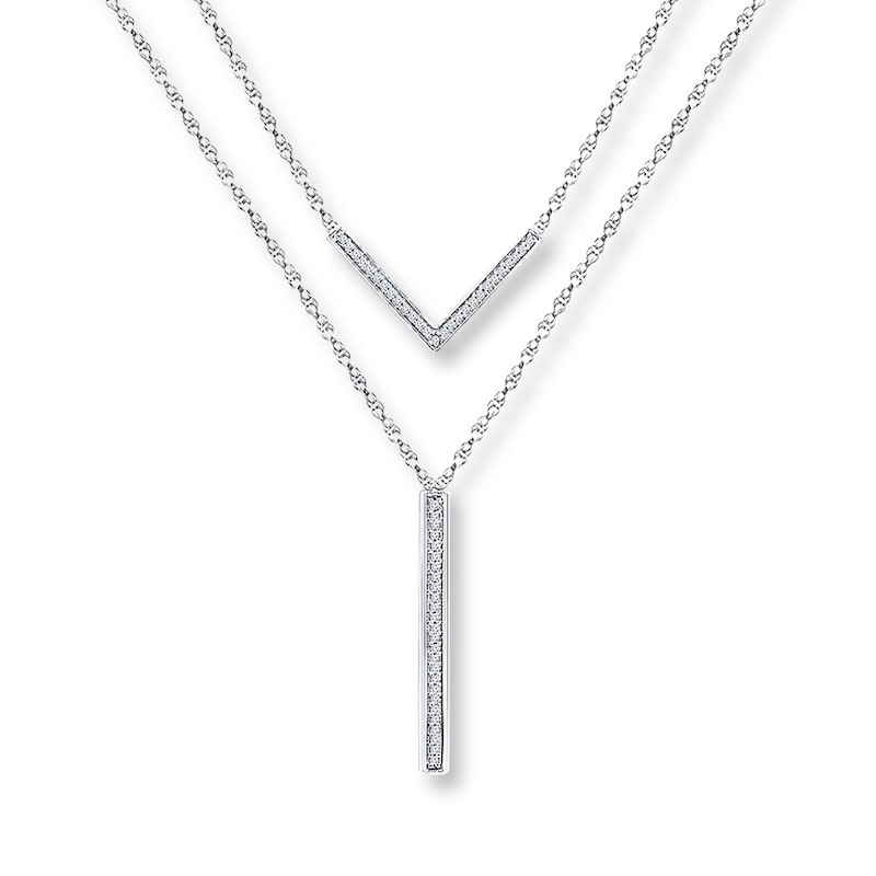 Main Image 1 of Layered Necklace 1/6 ct tw Diamonds Sterling Silver 18"