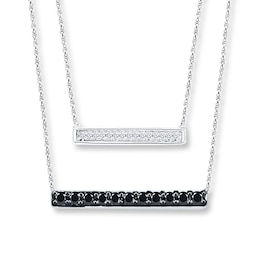 Layered Bar Necklace 1/3 ct tw Diamonds Sterling Silver 18.6"