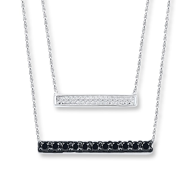 Main Image 1 of Layered Bar Necklace 1/3 ct tw Diamonds Sterling Silver 18.6"