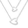 Thumbnail Image 1 of Layered Heart Necklace 1/10 ct tw Diamonds Sterling Silver 18.3"