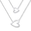 Thumbnail Image 0 of Layered Heart Necklace 1/10 ct tw Diamonds Sterling Silver 18.3"