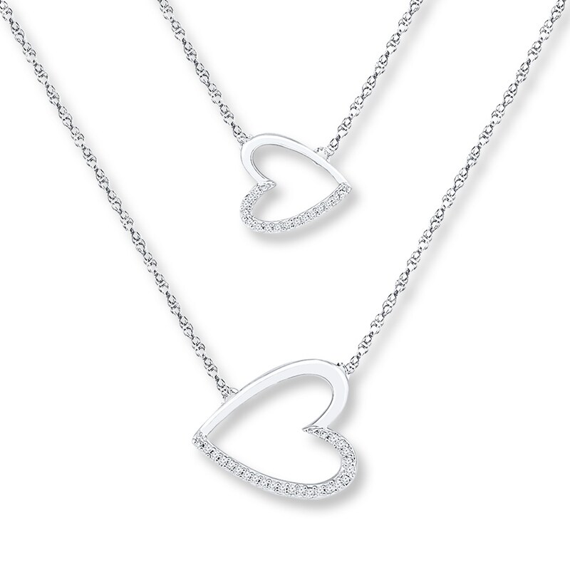 Main Image 1 of Layered Heart Necklace 1/10 ct tw Diamonds Sterling Silver 18.3"