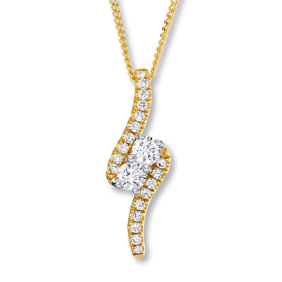 Ever Us Two-Stone Necklace 1/2 ct tw Round-cut Diamonds 14K Yellow Gold 19"