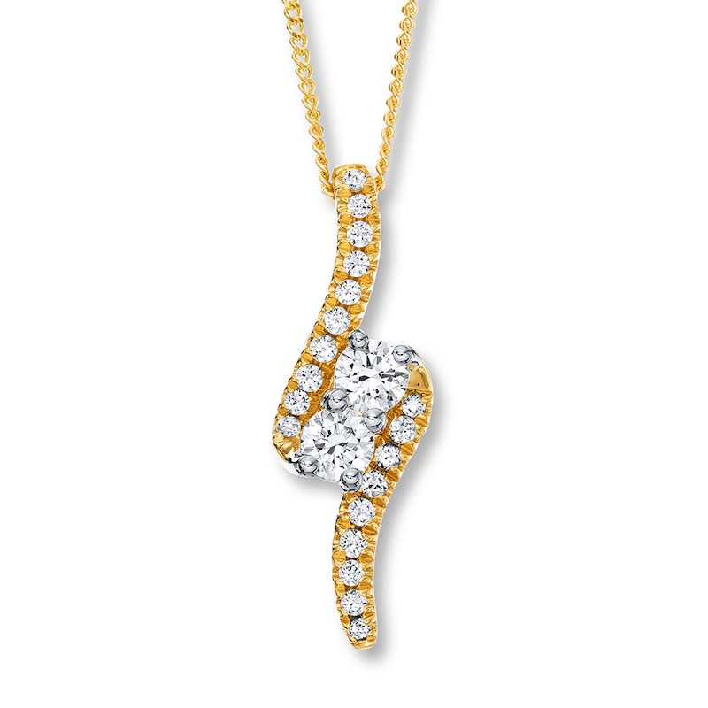 Ever Us Two-Stone Necklace 3/4 ct tw Diamonds 14K Yellow Gold