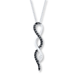Diamond Snake Necklace 1/5 ct tw Round-cut Sterling Silver 18"