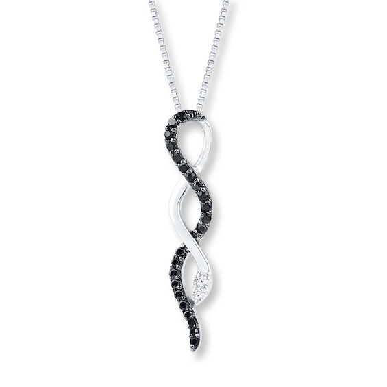 Diamond Snake Necklace 1/5 ct tw Round-cut Sterling Silver 18"