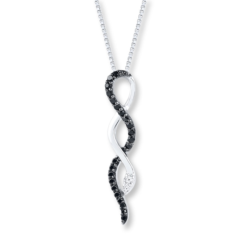 Main Image 1 of Diamond Snake Necklace 1/5 ct tw Round-cut Sterling Silver 18"