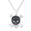 Thumbnail Image 1 of Skull & Crossbones Necklace 1/15 ct tw Diamonds Sterling Silver 18"