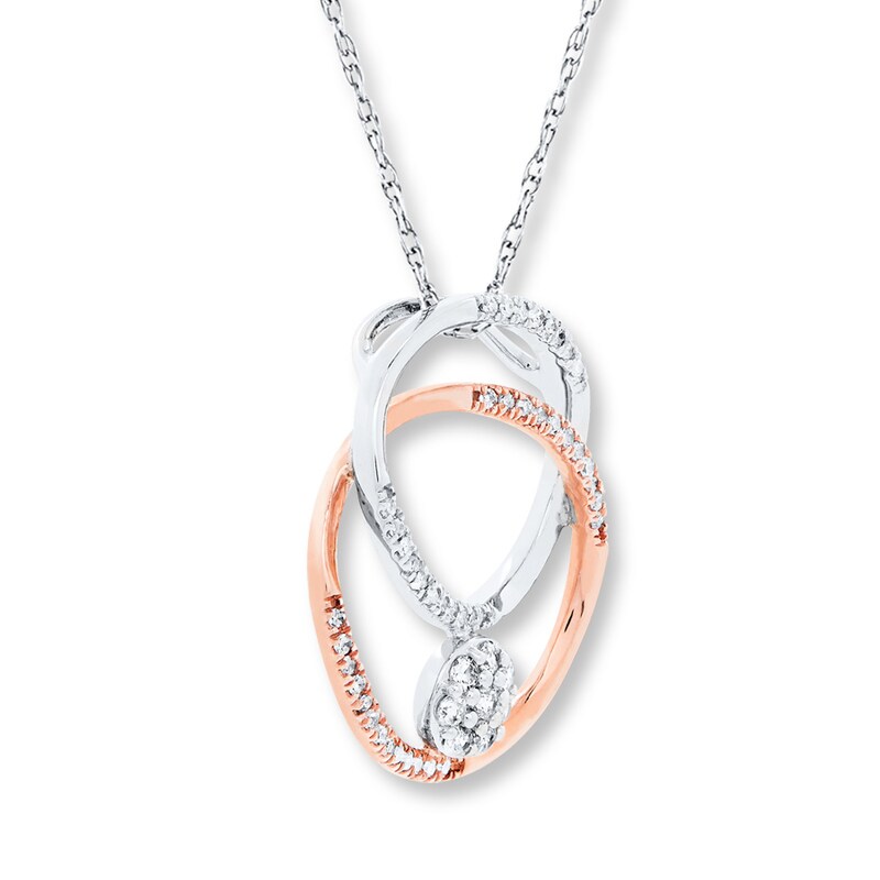 Diamond Circles Necklace 1/4 ct tw Round-cut 10K Two-Tone Gold