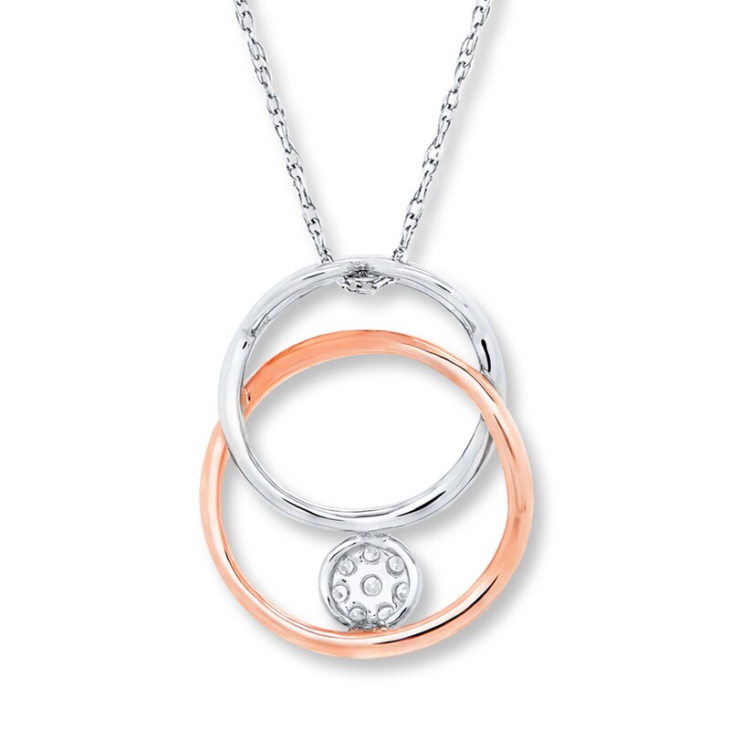 Diamond Circles Necklace 1/4 ct tw Round-cut 10K Two-Tone Gold