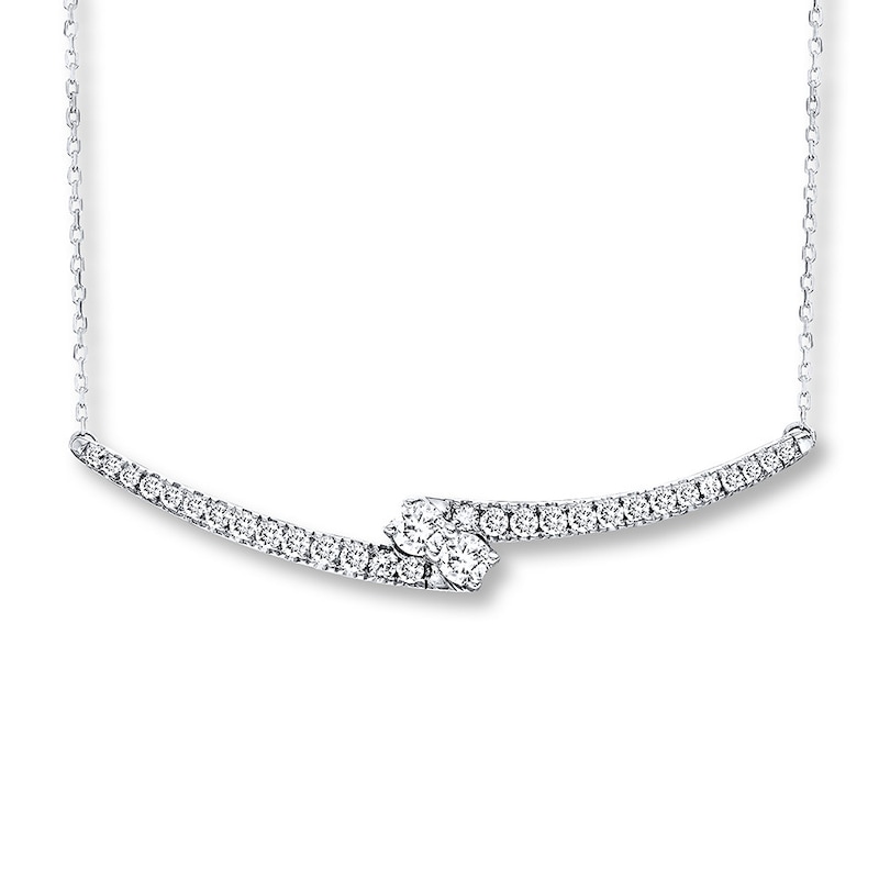 Main Image 1 of Ever Us Two-Stone Necklace 1/2 ct tw Diamonds 14K White Gold